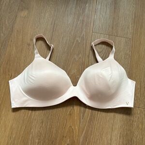 Victoria's Secret Light Pink Lined Semi Demi Wireless Bra Size 34DD